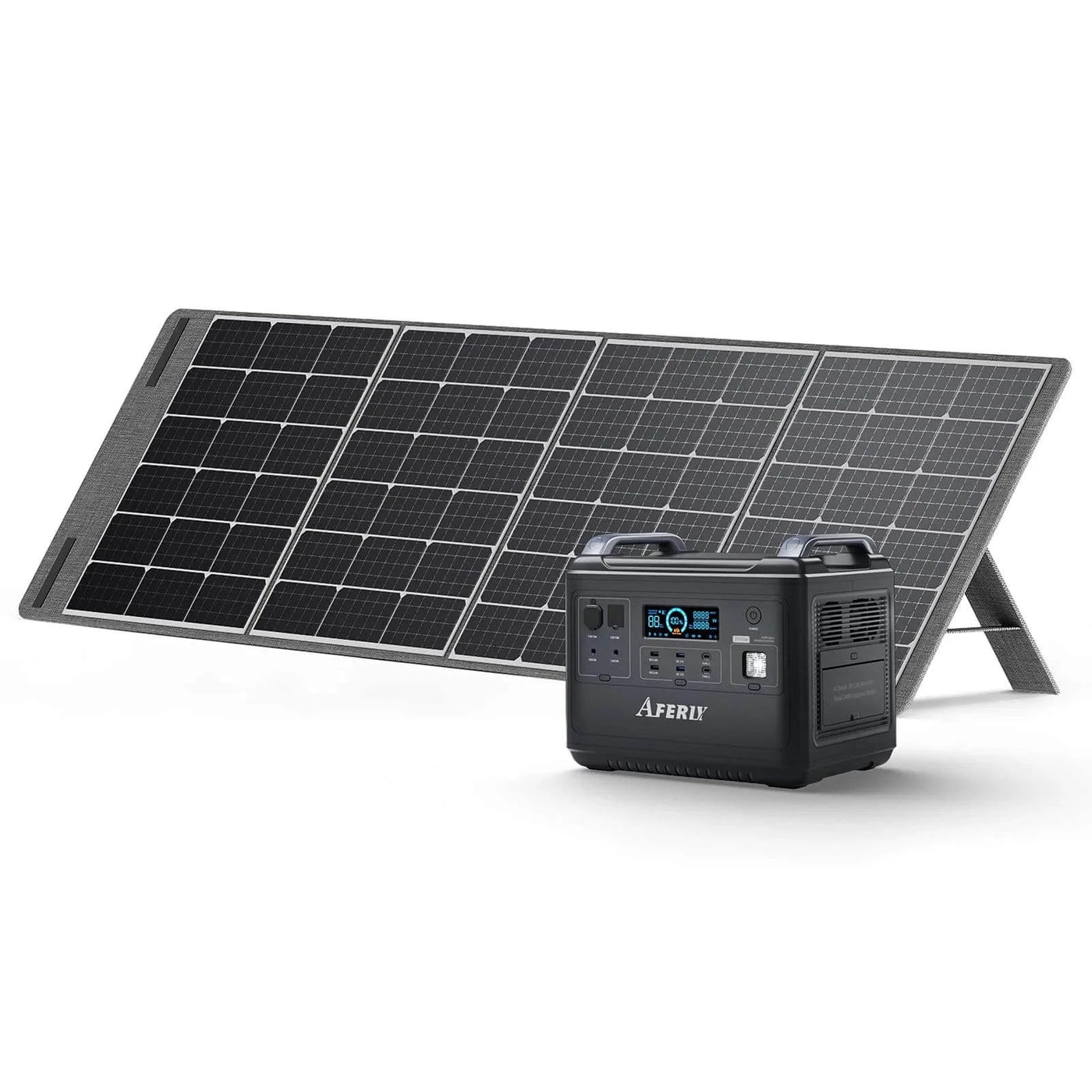 2000 Watt Solar Generator For Camping/ RV (200-400 Solar Watts): AFERIY - Front/ Top Power Station and Solar Panel