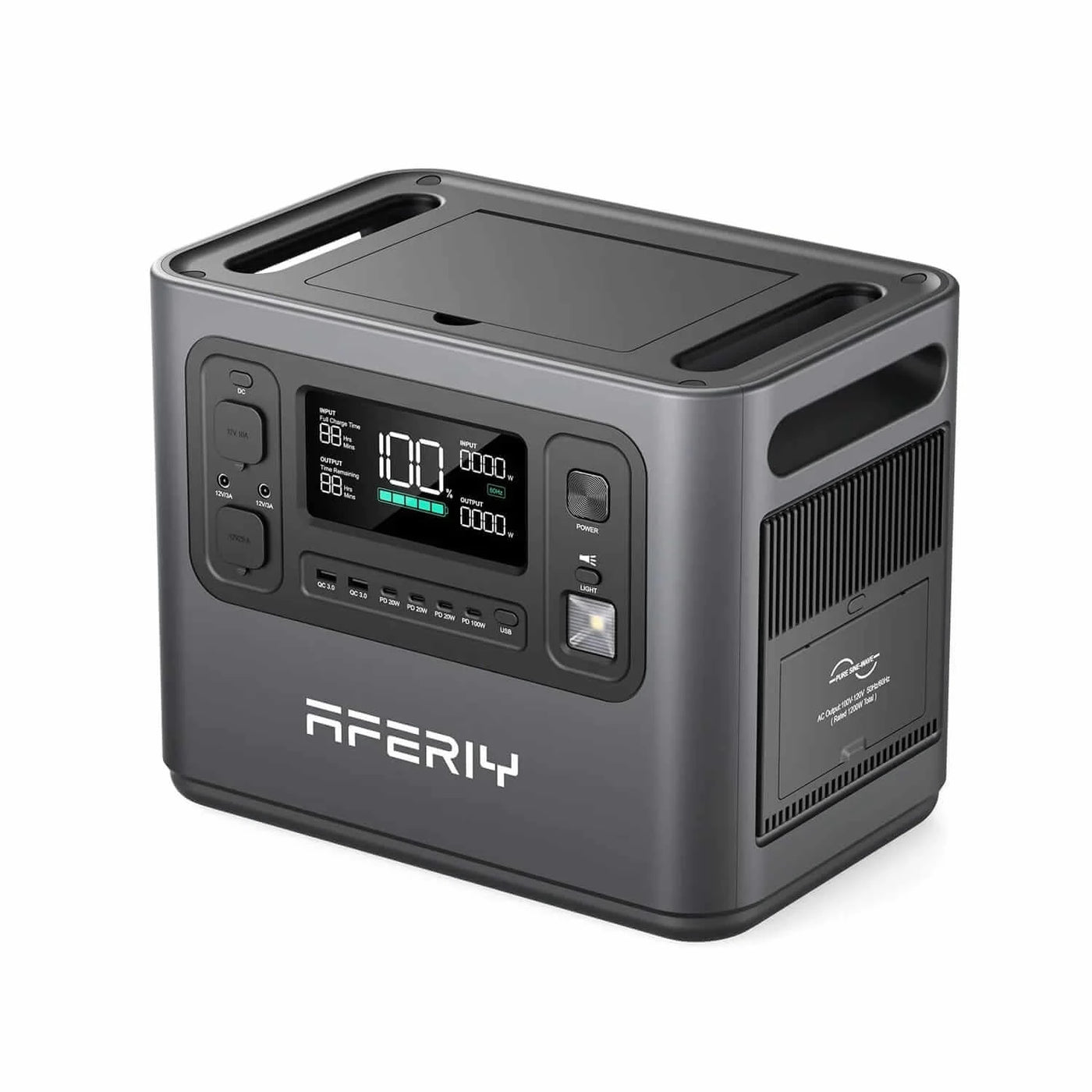 2400 Watt Portable Power Station - 2048Wh: AFERIY P210 - Front/ Top View
