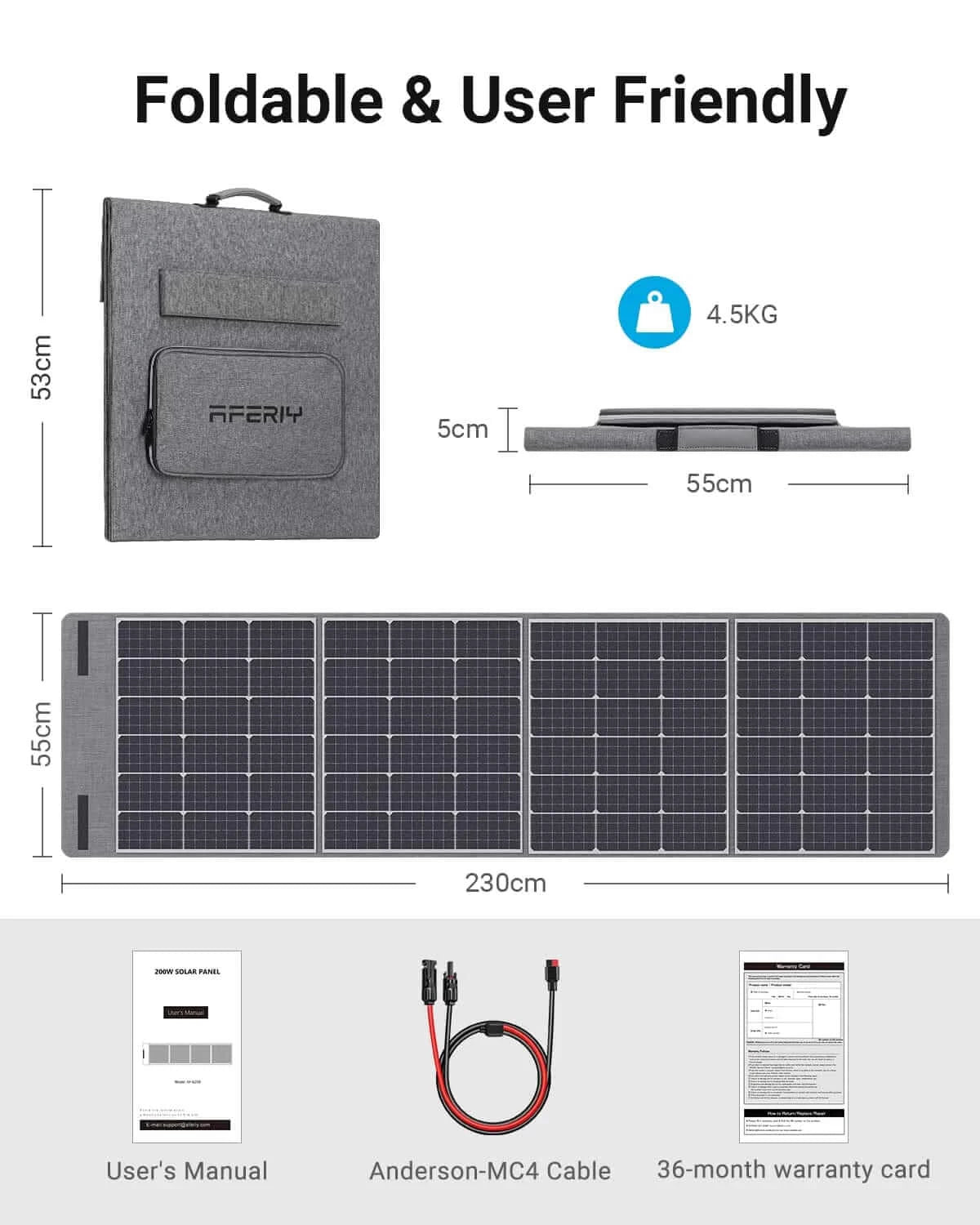 200 Watt Portable Solar Panel: AFERIY S200 - What's Included In The Box
