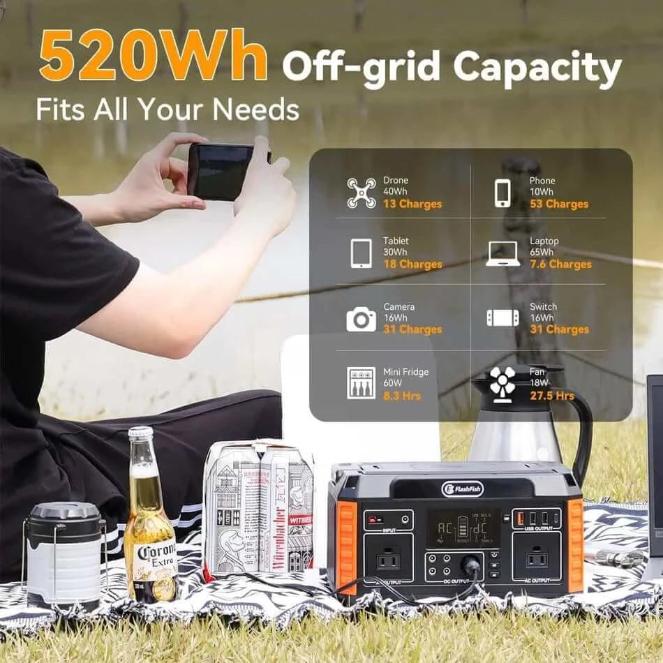 560 Watt Portable Power Station - 520Wh: FlashFish P60