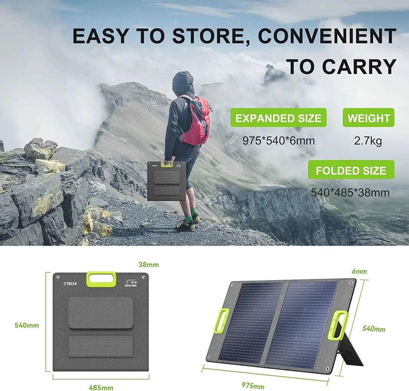 60 Watt Portable Solar Panel: CTECHi SP-60